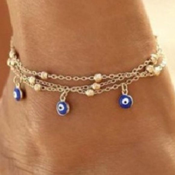 Jewelry - 💞Simple Round Cut CZ Crystal Double Row Chain Anklet, MLNN1362